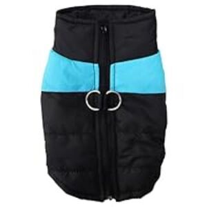 MEDIUM Light Blue & Black Puffer Vest for Pets- Dog, Cat, Rabbit NEW